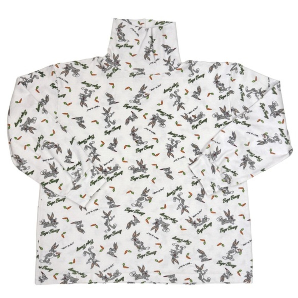 Vintage 1992 Looney Tunes Bugs Bunny All‎ Over Print Turtleneck Sweatshirt Small